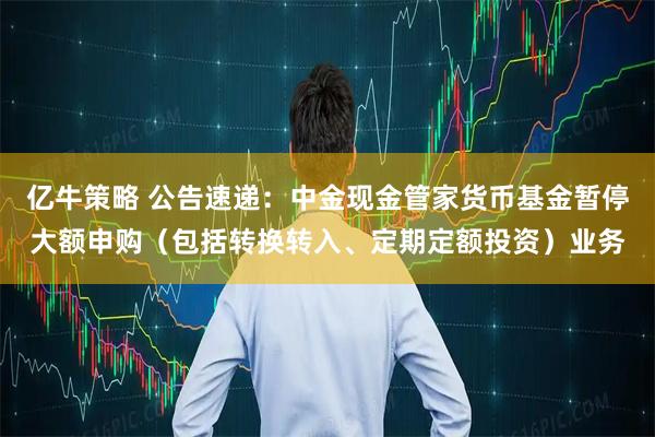 亿牛策略 公告速递：中金现金管家货币基金暂停大额申购（包括转换转入、定期定额投资）业务
